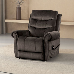 English Elm Transitional Multi-Function Glider Recliner with Channel Back, Cup Holders, Hidden Storage, Upholstered Comfort Dark Gray 39 L x 31 W x 33 H B2741P387666