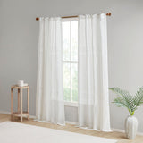 Madison Park Aida Casual Yarn Dye Sheer Curtain Panel Pair MP40-7933 White