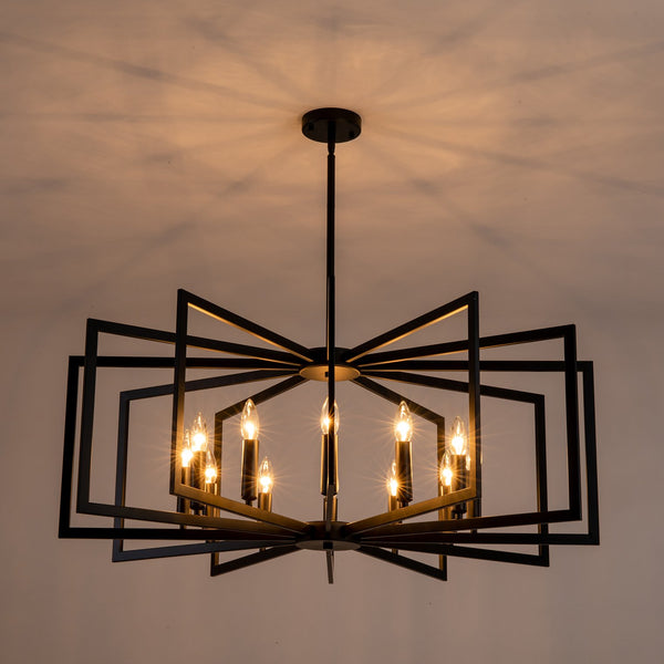 English Elm 12light Tiered Lantern Chandelier Matte Black Metal Industrial Farmhouse Foyer Fixture W5008P465323
