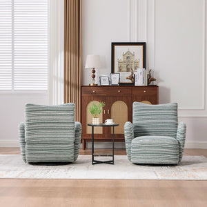 English Elm Modern Boucle 360° Swivel Leisure Chair with High‑Resilience Sponge, Supportive Curve, 550lb Capacity Mint Green W395P355484