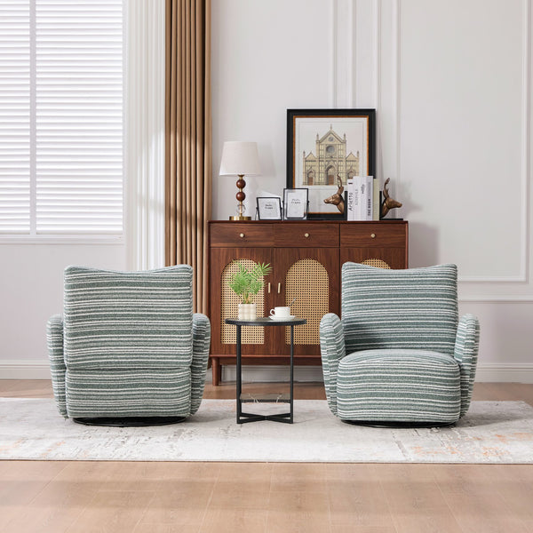 English Elm Modern Boucle 360° Swivel Leisure Chair with High‑Resilience Sponge, Supportive Curve, 550lb Capacity Mint Green W395P355484