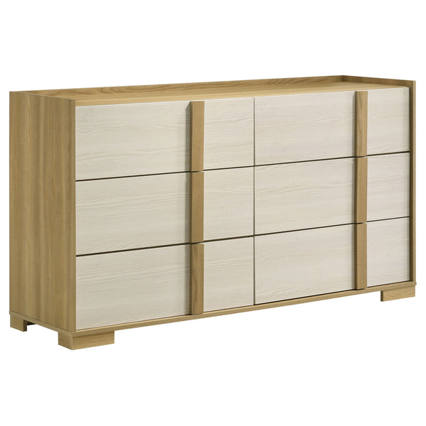 English Elm Lincoln Queen Bedroom Set with Led Headboard Italian Modern Natural Wood Finish B062S01836