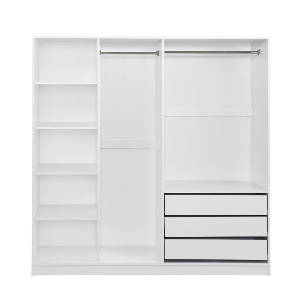 English Elm Doorless Open Wardrobe with 6 Compartments and 3 Drawers, Modern Space-Saving Storage for Bedroom White N820S00036K