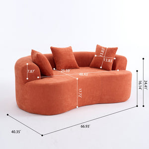 English Elm Crescent-shaped Curved Chenille Loveseat Low Profile Deep Seat Modern Living Room Sofa Orange W5188P450351