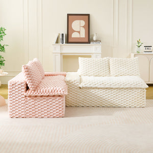 English Elm Luxury Color-Block Turtle Velvet Sofa - Versatile Modular Design For Stylish Living Room Comfort W3371S00044