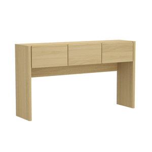 English Elm Linda Modern Console Table with 3 Spacious Drawers, Sleek Hardware-Free Design, Natural Grain Texture Oak B365P398092