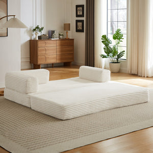 English Elm Loveseat Cloud Sectional Sofa with Corduroy Upholstery Plush Sponge Core Modular Design Beige W2339P411913