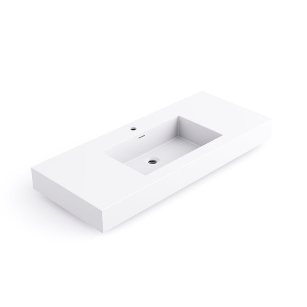 English Elm 47.2'' Wide Stone Resin Wall Mount Rectangular Basin Matte White Modern Bathroom Sink W1613P366783