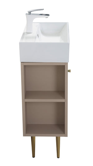 English Elm 21.6" Sage Green Bathroom Vanity Base with Open Shelf and Gold Hardware Accents W1920P385633