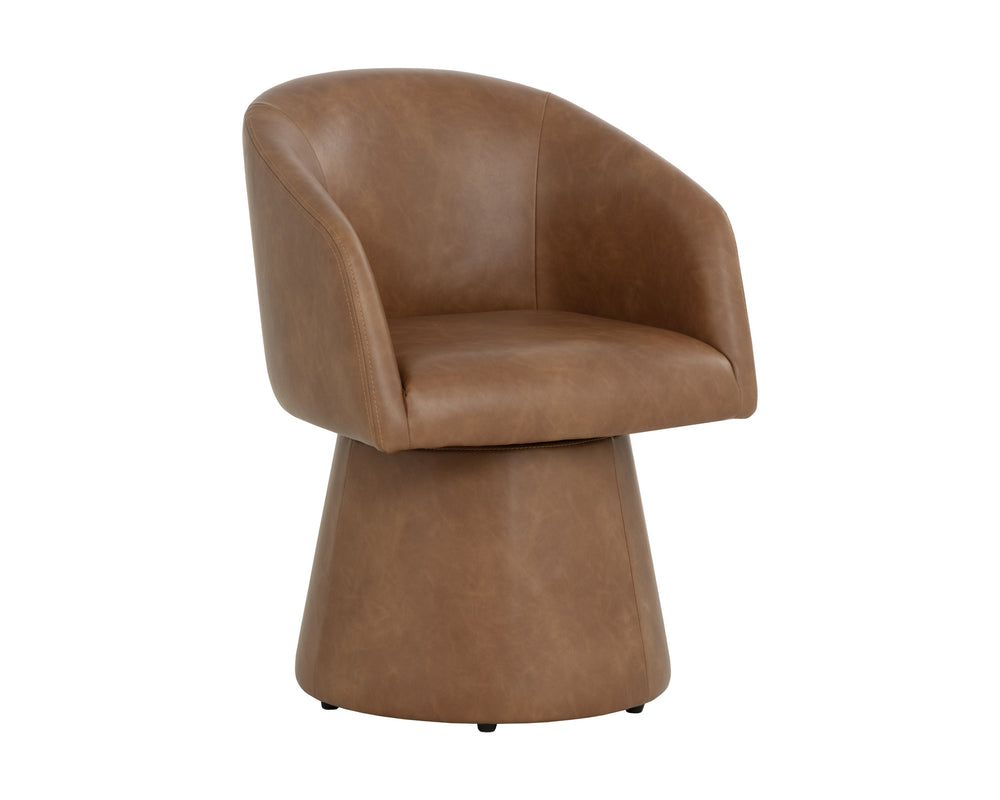 Sunpan Etta Swivel Dining Armchair - Modern Copley Cognac Faux Leather With 360-degree Comfort & Style Brown Faux Leather 111766