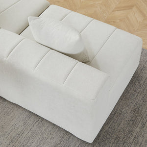 English Elm Chenille Modular Semi Circular Sectional Sofa with Plush Upholstery for Living Rooms Beige W834S00580