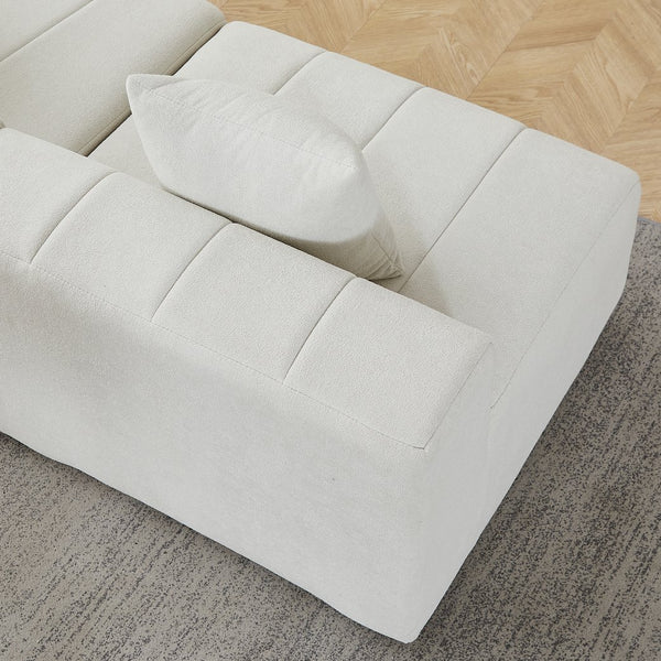 English Elm Chenille Modular Semi Circular Sectional Sofa with Plush Upholstery for Living Rooms Beige W834S00580