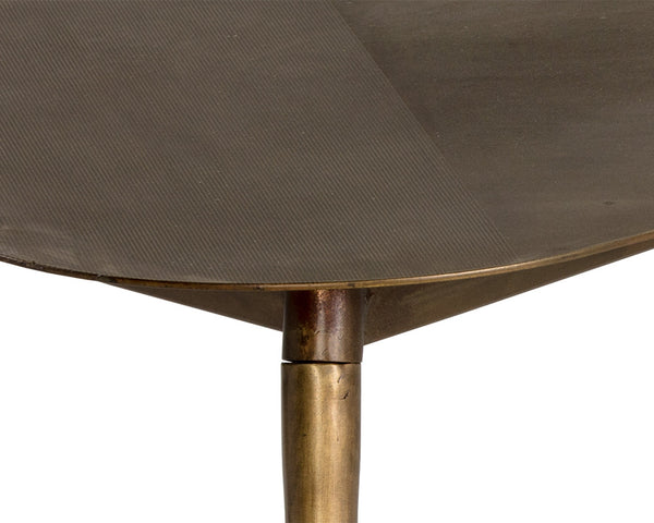 Sunpan Tuner Coffee Table - Hand-Etched Antique Brass and Marble Design for Unique Living Spaces Triangular - 48W x 17.5D x 23.75H