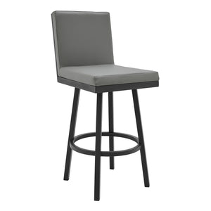 English Elm Alure 30" Swivel Barstool - Modern Black Metal Frame With Gray Faux Leather For Chic Spaces B2736P268549