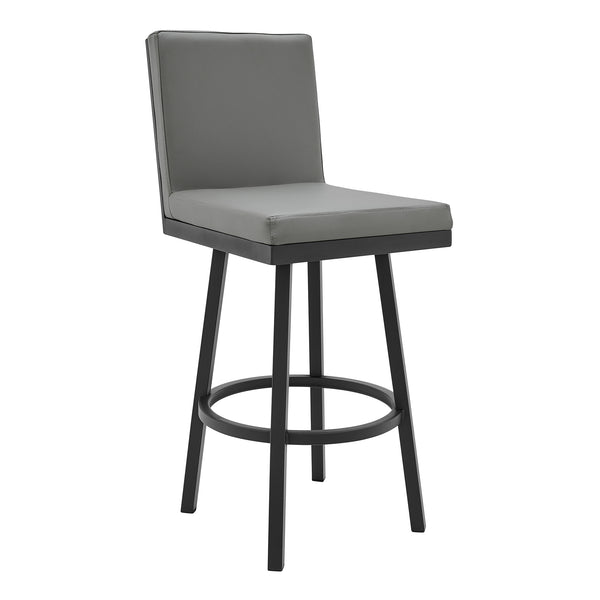 English Elm Alure 30" Swivel Barstool - Modern Black Metal Frame With Gray Faux Leather For Chic Spaces B2736P268549