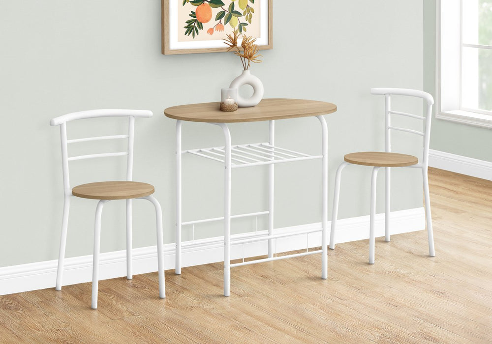 English Elm Dining Set for Two with Laminate Top White Metal Frame Compact Nook Style B2710P218845