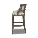 English Elm Paris 30.5” Farmhouse Bar Stool With Backrest, Light Beige Linen