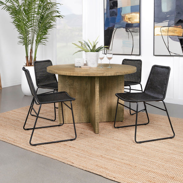 English Elm Larrabee Mango Round Dining Table - Modern Rustic Design With Geometric Base For Stylish Entertaining B062P353241
