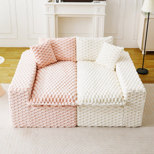 English Elm Luxury Color-Block Turtle Velvet Sofa - Versatile Modular Design For Stylish Living Room Comfort W3371S00044