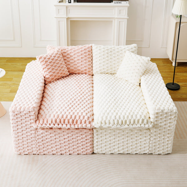 English Elm Luxury Color-Block Turtle Velvet Sofa - Versatile Modular Design For Stylish Living Room Comfort W3371S00044