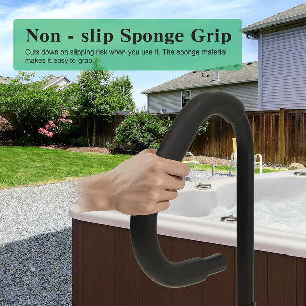 English Elm Hot Tub Aluminum Safety Rail with Swivel Grip Adjustable Height and 600 Lb Support W1859P429198