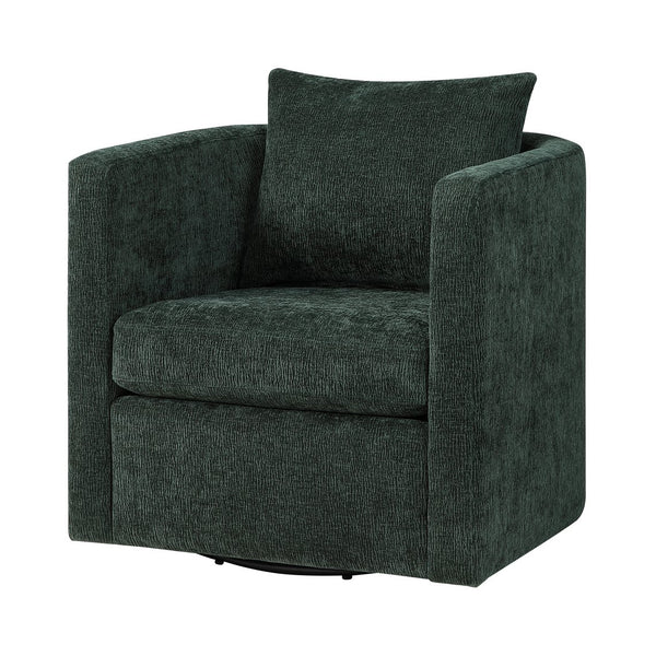 English Elm Sutton Kelly Green Swivel Barrel Chair — Ultra-Soft Performance Fabric, Reversible Cushions, 360° Comfort and Stain-Resistant Durability B050P322587