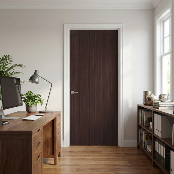 English Elm 36 in Espresso Melamine Flush Interior Door Slab with Mdf Core Modern Finish B2763P486367