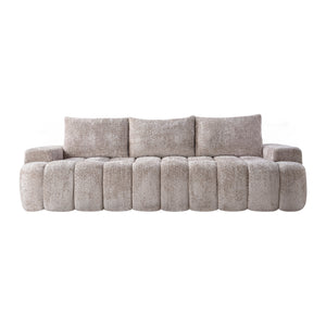 English Elm 100" Oversized Curved Boucle Sectional Sofa Channel Tufted 3 Seat Modern Living Room Camel W5515P496938