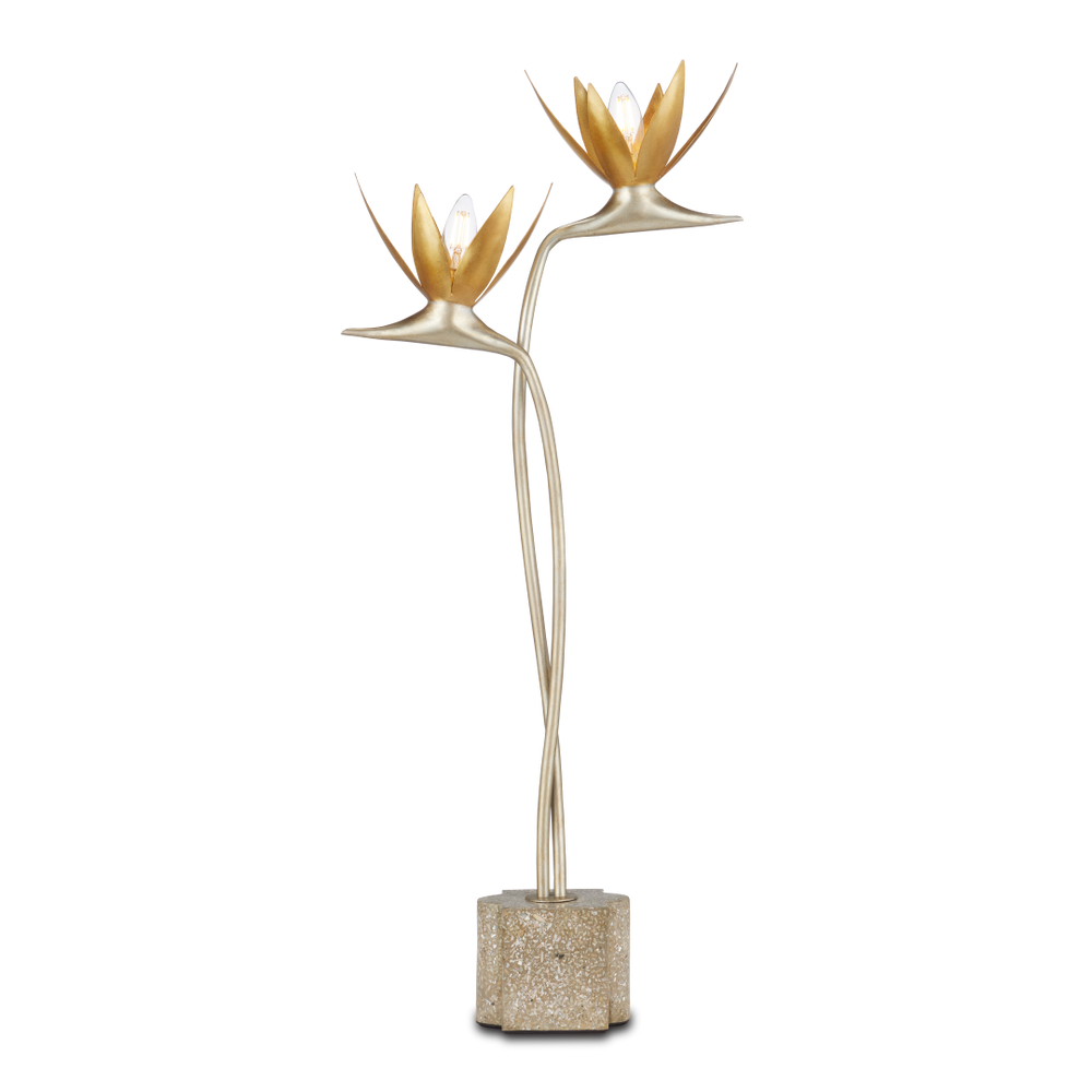Paradiso Contemporary Gold & Silver Table Lamp Inspired by Nature - Elegant Design for Your Space