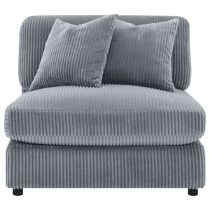 English Elm Cassidy Corduroy Armless Lounge Chair Plush Modular Seating for Living Rooms Fog B062P440340