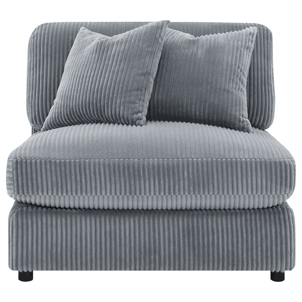 English Elm Cassidy Corduroy Armless Lounge Chair Plush Modular Seating for Living Rooms Fog B062P440340