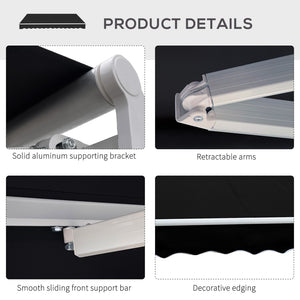 English Elm Outsunny 8' X 7' Manual Retractable Awning - Durable Uv-Blocking Shade For Patios, Decks & Windows W2225P174225-GIGA