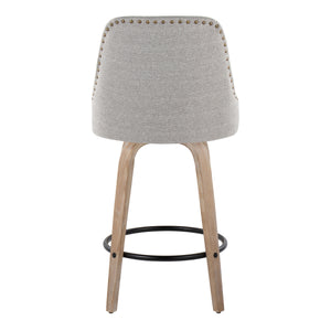 English Elm Fixed-height Swivel Counter Stools with Faux Leather Seats and Chrome Footrest Set of 2 B202S01850