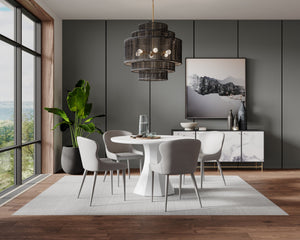 Sunpan Evora Dining Chair Set of 2 - Stylish Faux Leather Design with Upholstered Metal Legs for Elegance Dillon Stratus