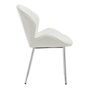 English Elm Modern Upholstered Dining Chair with Hollow Back, 21.6" Wide Velvet Seat and Silver Metal Legs, Set of 2 White W1249P386231