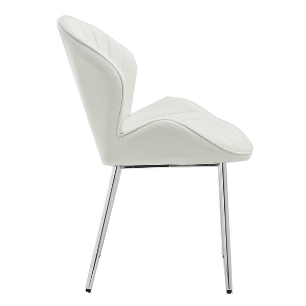 English Elm Modern Upholstered Dining Chair with Hollow Back, 21.6" Wide Velvet Seat and Silver Metal Legs, Set of 2 White W1249P386231