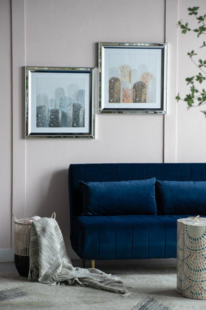 English Elm S/2 Kaiden Crystal Mirror Framed Wall Art - Striking Night & Day Design On Golden Background W2078P318309-GIGA