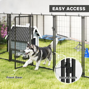English Elm Spacious Outdoor Dog Kennel with Uv Roof Welded Steel Panels and Lockable Gate T3971S00109