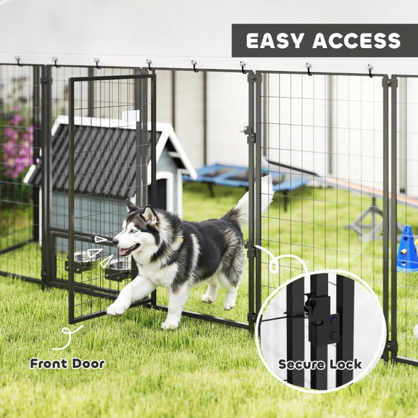 English Elm Spacious Outdoor Dog Kennel with Uv Roof Welded Steel Panels and Lockable Gate T3971S00109