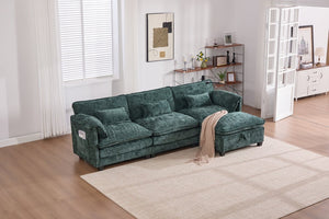 English Elm United Oversized 112" Sectional Sofa Cloud Couch - Modern Chenille L-Shaped With Storage Ottoman & Usb W1568S00191-GIGA