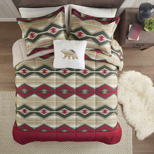English Elm King Southwest-Inspired Comforter Set With Sherpa Pillow - Cozy Lodge Style For Year-Round Comfort B035P148496