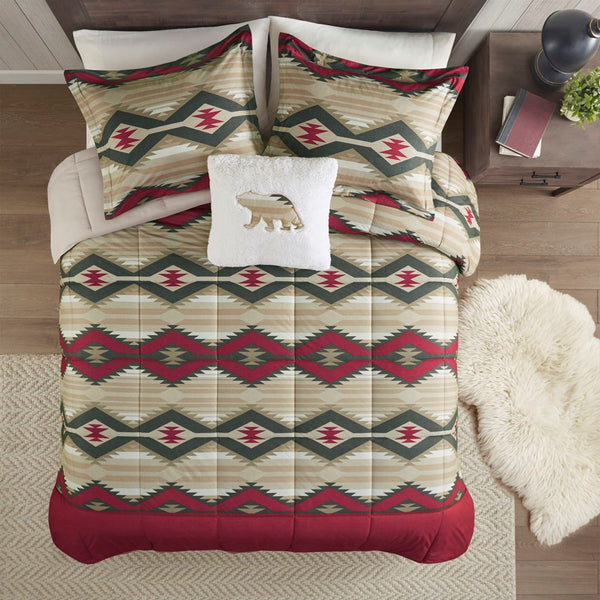 English Elm King Southwest-Inspired Comforter Set With Sherpa Pillow - Cozy Lodge Style For Year-Round Comfort B035P148496