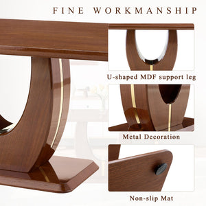 English Elm Modern Mdf Dining Table Seats Six with U-shaped Legs for Minimalist Interiors Wood W1151S04163