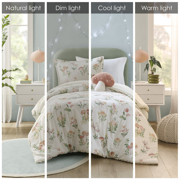 English Elm Mushroom Garden Comforter Set Twin/Twin XL - Microfiber Anti-Microbial Cozy Comforter, Sham & Pillow B035P294216