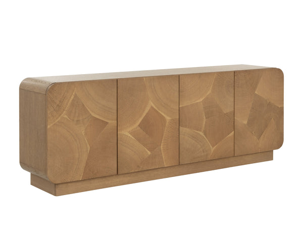 Sunpan Fauna Sideboard – Stunning Solid Oak With Mosaic Oyster-cut Veneer For A Unique, Earthy Touch Brown Wood 111790
