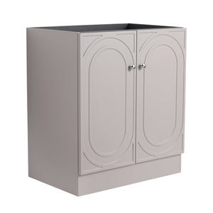 English Elm 30" Modern Freestanding Bathroom Vanity with Integrated Basin, Adjustable Shelf & 3 Metal Handles khaki W999P241054