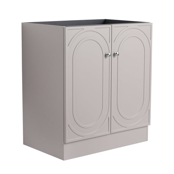 English Elm 30" Modern Freestanding Bathroom Vanity with Integrated Basin, Adjustable Shelf & 3 Metal Handles khaki W999P241054