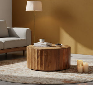 English Elm Artisan Solid Mango Wood Rattan Coffee Table Bohemian Living Room Handcrafted B182P433788