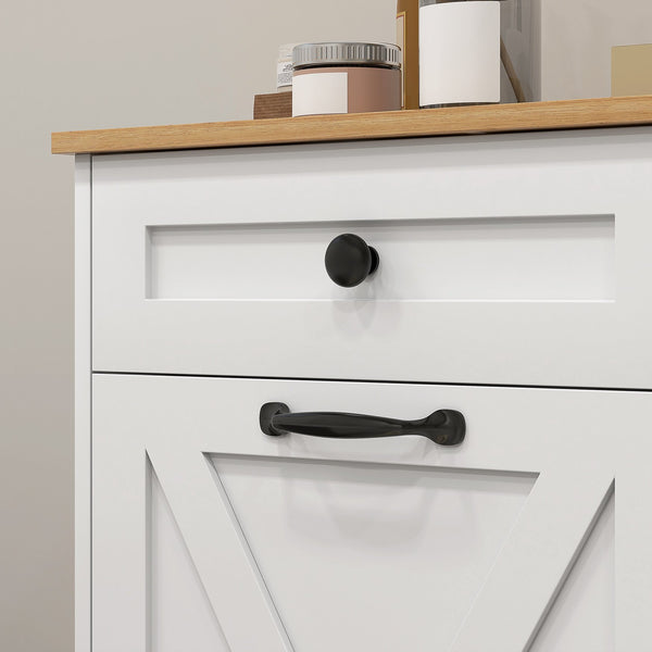 English Elm Bathroom Tilt Out Hamper Cabinet White Mdf Freestanding Laundry Sorter with Drawers T3971P430867