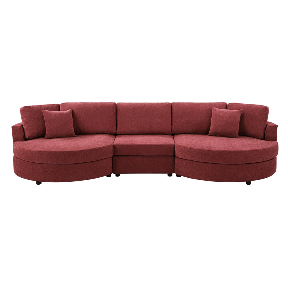 English Elm Christopher Knight Home® - 3-seater Curved Chenille Sofa with Plush 7.5" Seat Cushions and Two Pillows for Stylish Living Red N763S000020J
